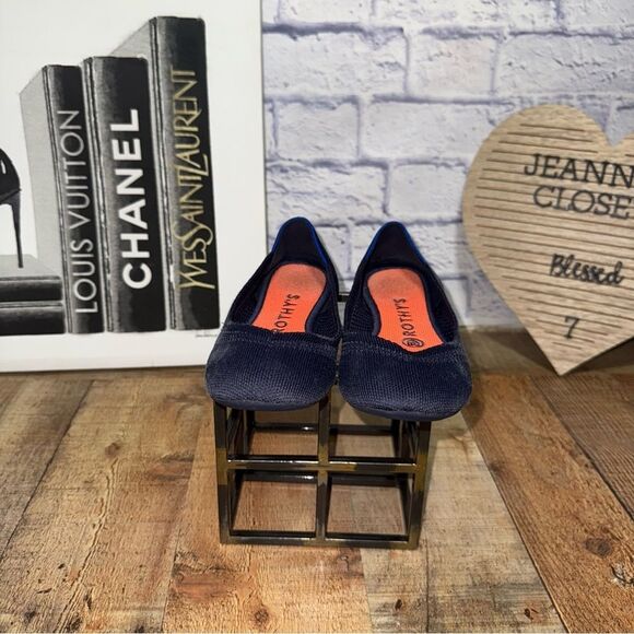 Retired Rothy’s Women's Navy Blue Honeycomb Luxury Ballet Flats US Size 6 1/2 - Picture 2 of 13